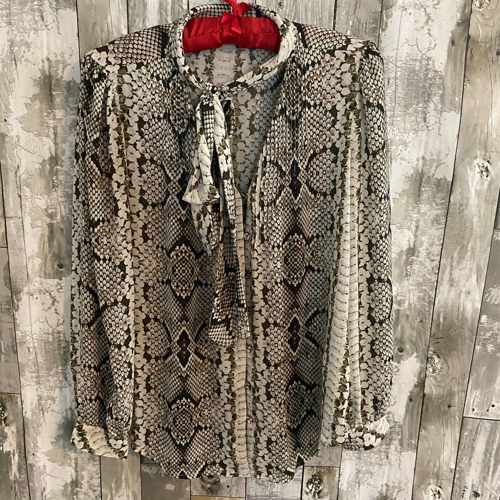J.Crew Drapey tie-neck top in snakeskin print 00